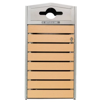 Commercial Zone 736672 WoodView 42 Gallon Double-Sided Square Recycling Bin with Dome Lid Top
