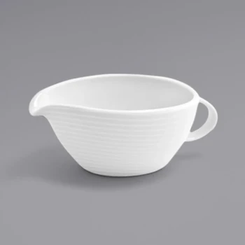 Front of the House Spiral 6 oz. White Porcelain Sauce / Gravy Boat - 6/Pack