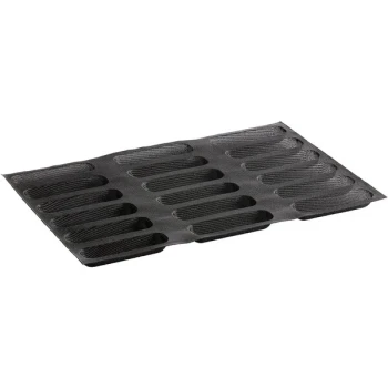 Sasa Demarle Flexipan Air® SF-00004 18 Compartment Hot Dog Bun Silicone Bread Mold - 6" x 1" Cavities