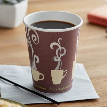 Dart ThermoGuard 8 oz. Double Wall Insulated Steam Print Paper Hot Cup - 1,000/Case