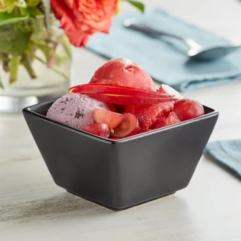 Acopa 6 oz. Matte Black Square Stoneware Bouillon Cup - 36/Case