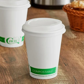 EcoChoice 12 oz. White Compostable Paper Hot Cup and PLA Lid - 50/Case