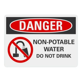 Lavex 10" x 7" Non-Reflective Aluminum "Danger / Non-Potable Water / Do Not Drink" Safety Sign with Symbol