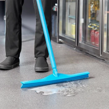Vikan 71603 23 5/8" Blue Ultra-Hygienic Single Blade Rubber Floor Squeegee with Plastic Frame