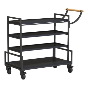 Rosseto Modulite 45 5/16" x 20" x 37 5/8" Black Serving Cart with 3 Black Bamboo Shelves MC-SERVBASIC3BK