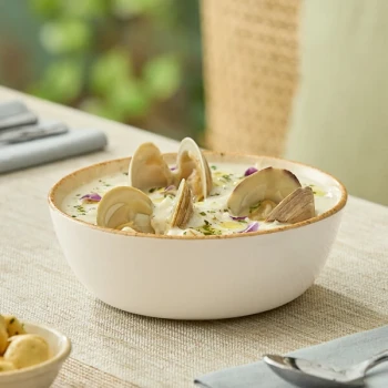 Acopa Cape 12 oz. Round Dune Beige Porcelain Bowl - 12/Case