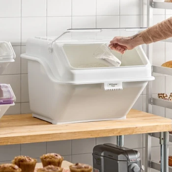 Baker's Lane 12.6 Gallon / 200 Cup Shelf Ingredient Bin with Flip Lid, Label Sheet, and Scoop