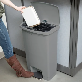 Rubbermaid® 1883602 Slim Jim Resin Gray Front Step-On Rectangular Trash Can - 52 Qt. / 13 Gallon