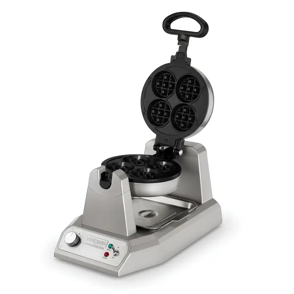 Waring, Mini Belgian Waffle Maker, 1200 W,  Triple-coated Nonstick, Silver