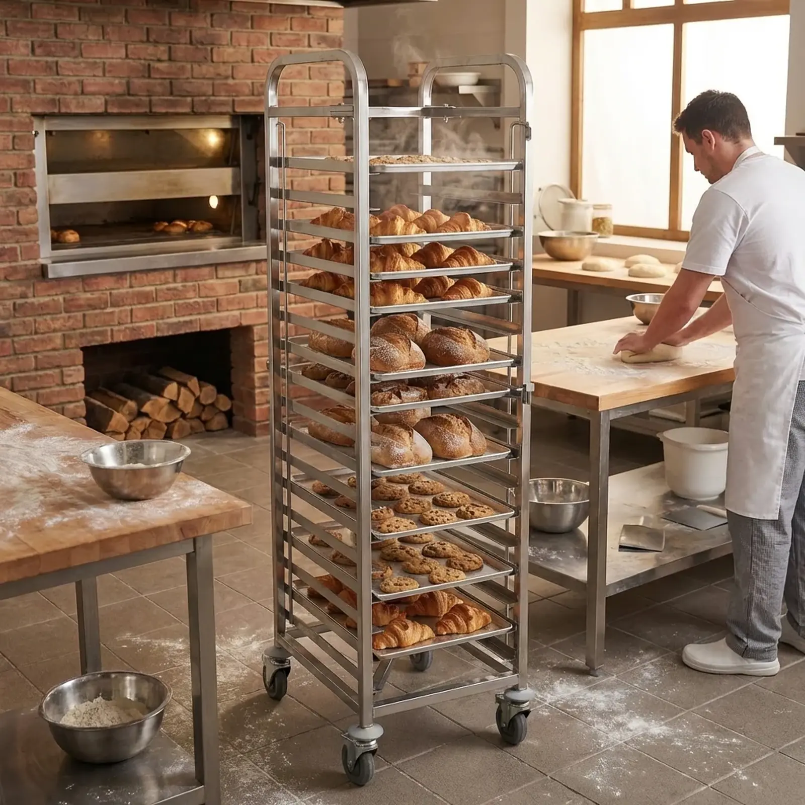Jiwins Stainless Steel 15 Tier Nesting Trolley for 40 x 60 cm Sheet Pans
