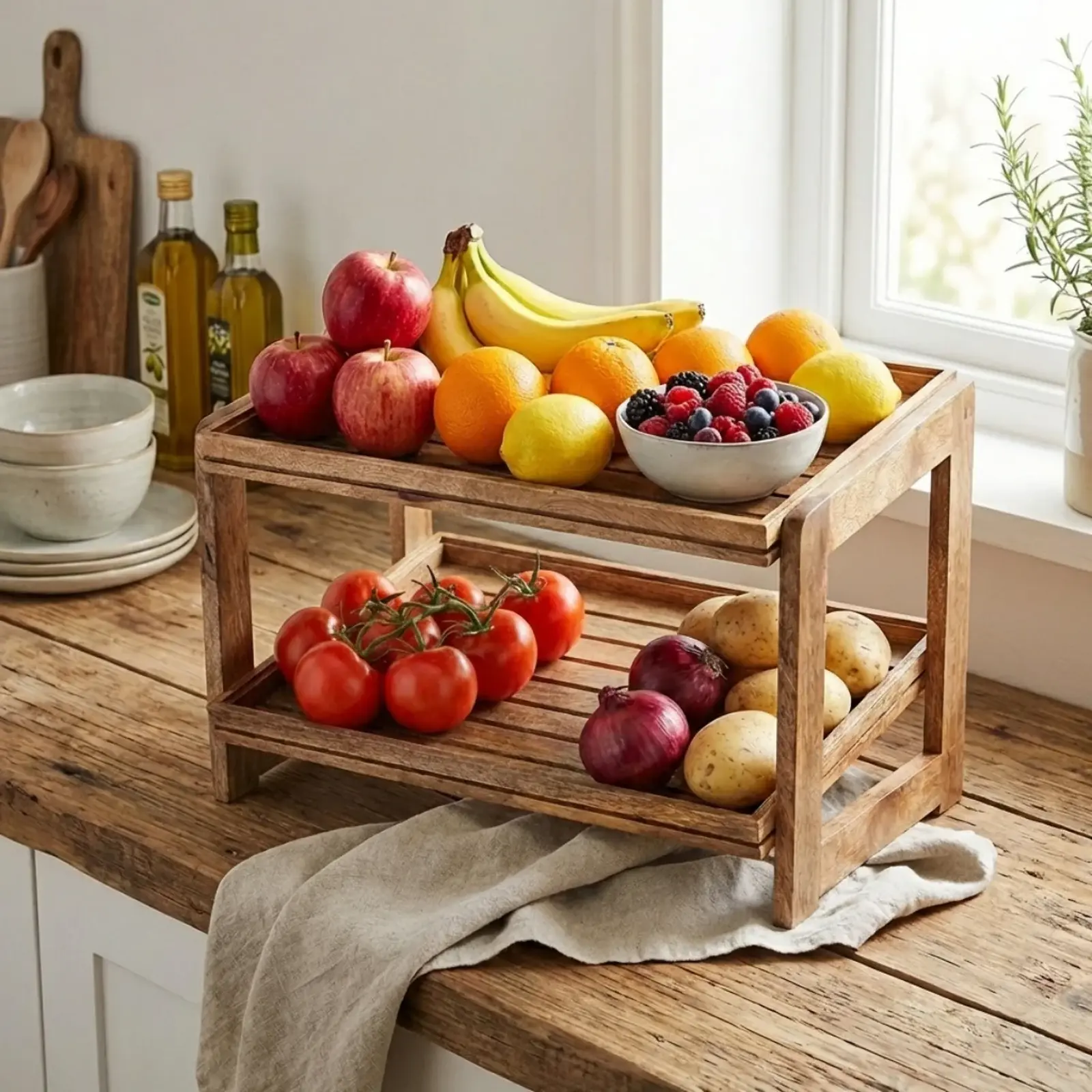 Vague Wooden Buffet Fruit and Vegetable Stand 57 x 32 x H44 cm