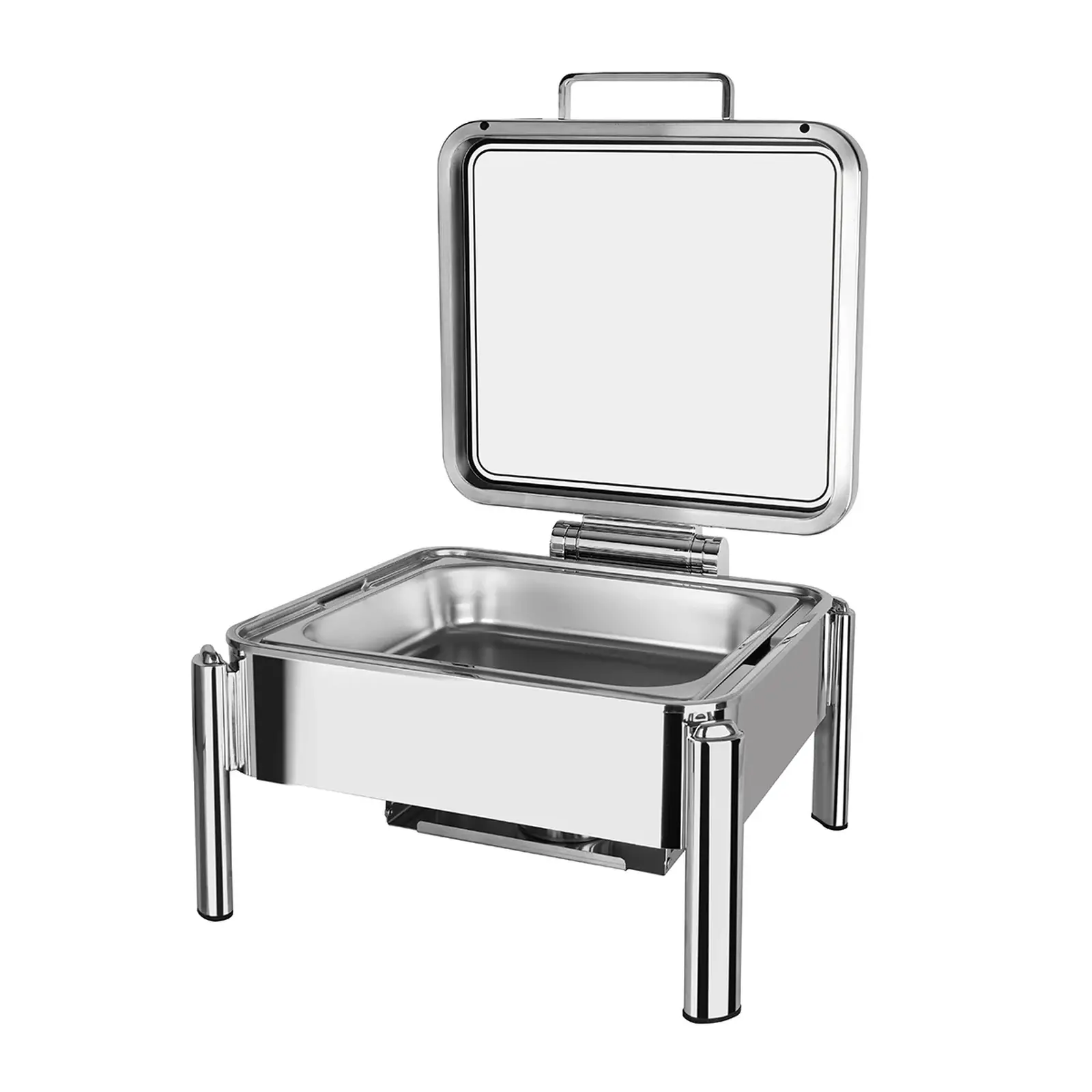 Vague Stainless Steel Stackable Square Chafing Dish with Glass Window 6 Liter