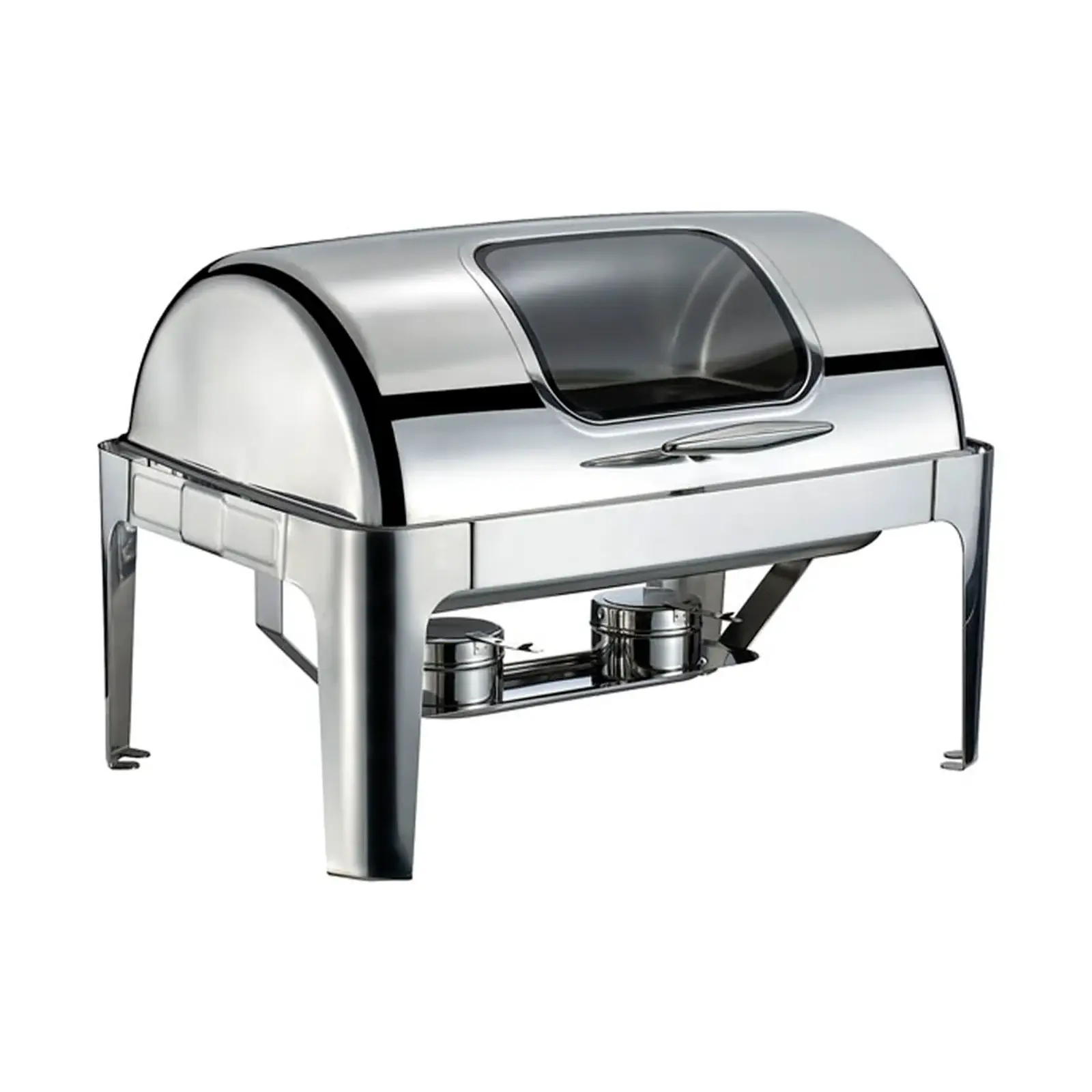 Vague Stainless Steel Rectangular Chafing Dish 9 Liter with Glass Window and Fuel Holder