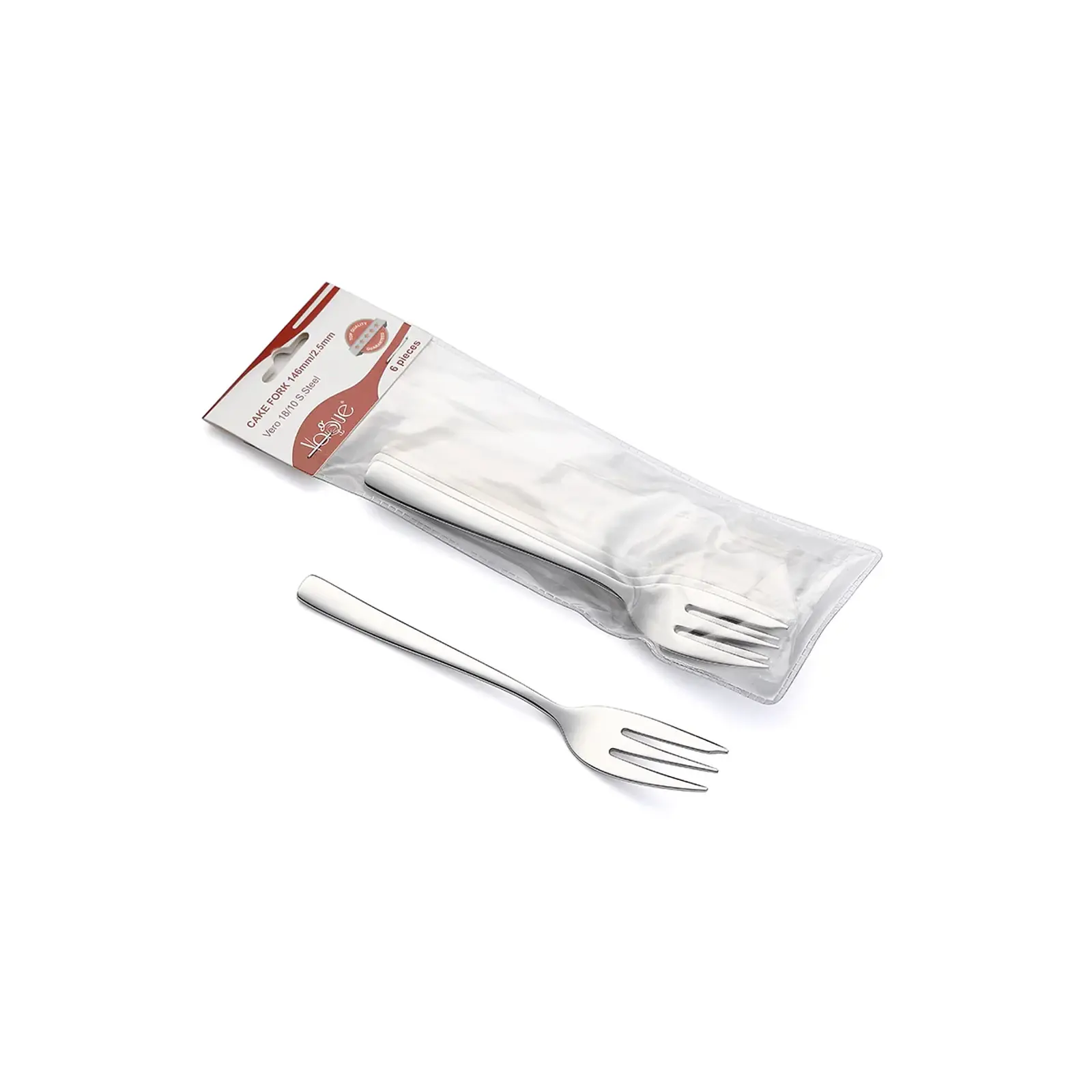 Vague Vero Stainless Steel Cake Fork - 6 Pcs Set