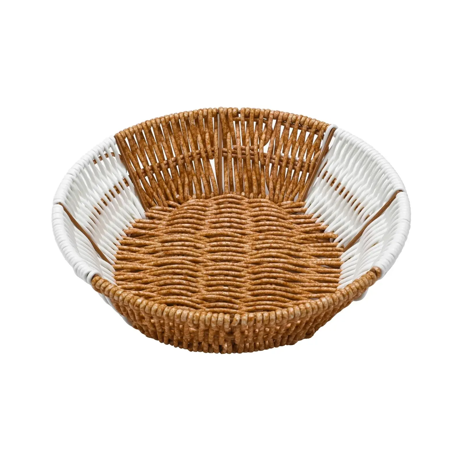 Vague White & Beige Round Rattan Basket For Bread ,Fruit & French Fries