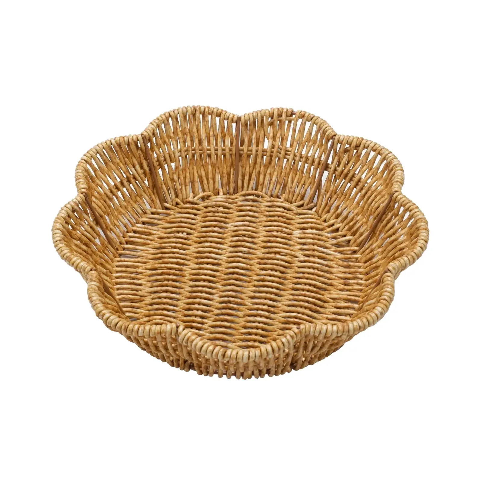 Vague Beige Flower Rattan Basket For Bread ,Fruit & French Fries
