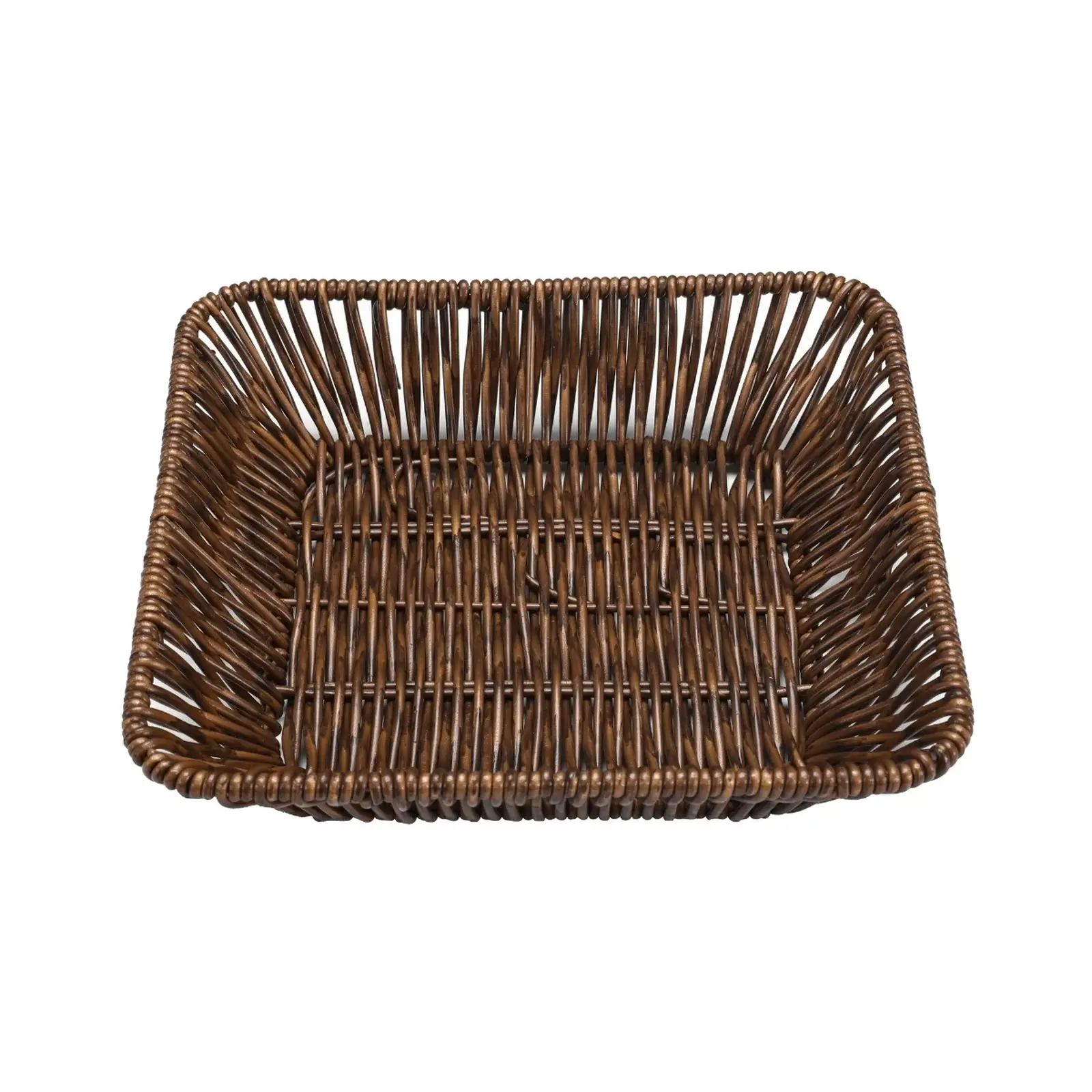 Vague Brown Square Rattan Basket For Bread ,Fruit & French Fries 23 cm x 23 cm x 5.5 cm