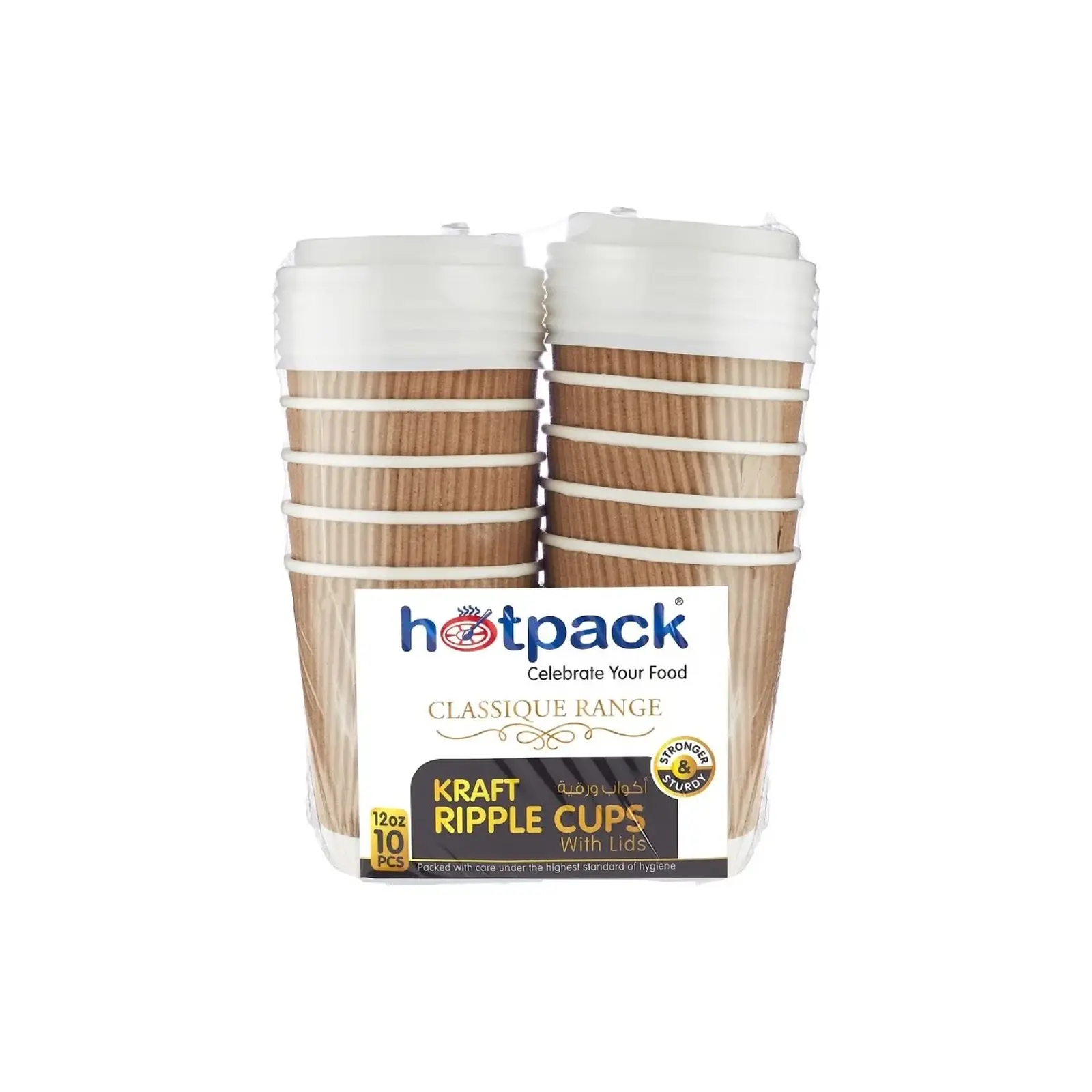 12 Oz Kraft Ripple Paper Cup With Lid 10 Pieces