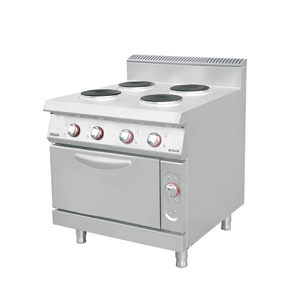 American Burner, Electric Commercial Cooker, 4 Hot Plates With Oven, 20.8 kW, Silver