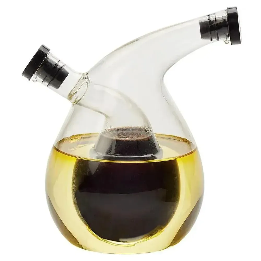American Metalcraft, Oil and Vinegar Bottle, Glass, Silicone Lid, 10 cm Diameter, 15 cm Height