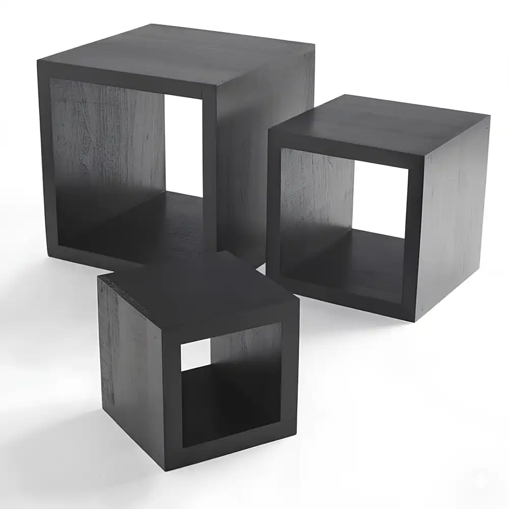 American Metalcraft, Riser Set, Wood, Black, 3-Piece Display Set