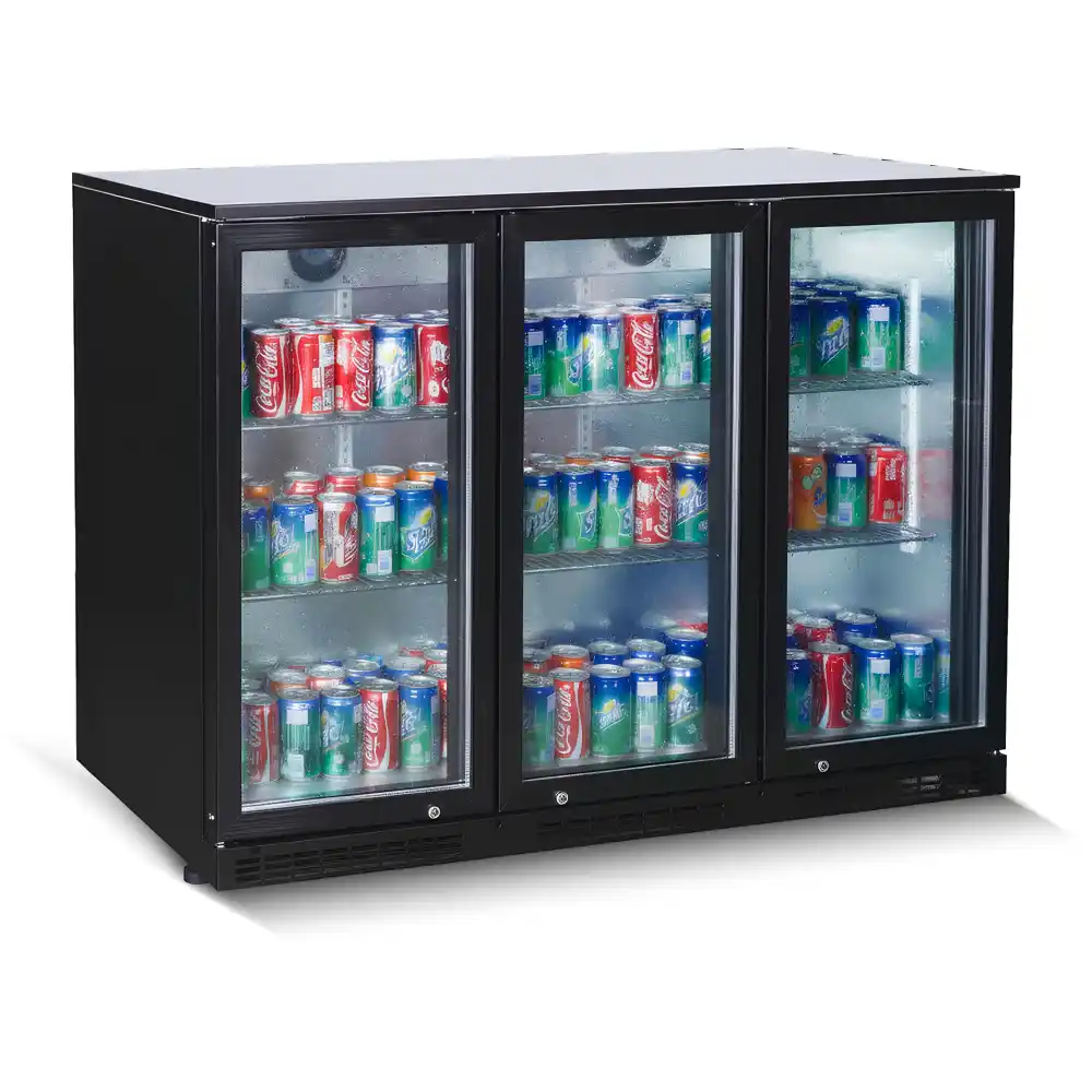 Backbar, Bottle Cooler, 3 Doors, Hinged Doors, 320L, Black
