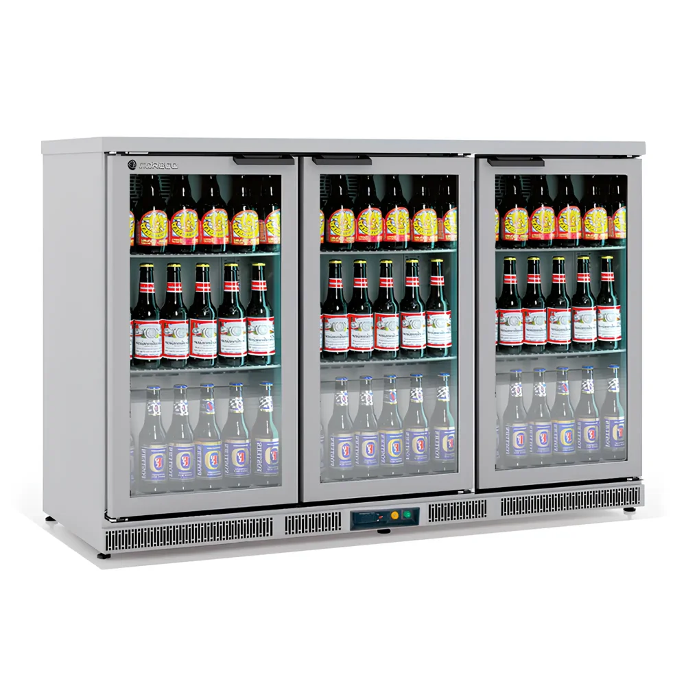 Backbar, Bottle Cooler, 3 Doors, Hinged Doors, 320L, Silver