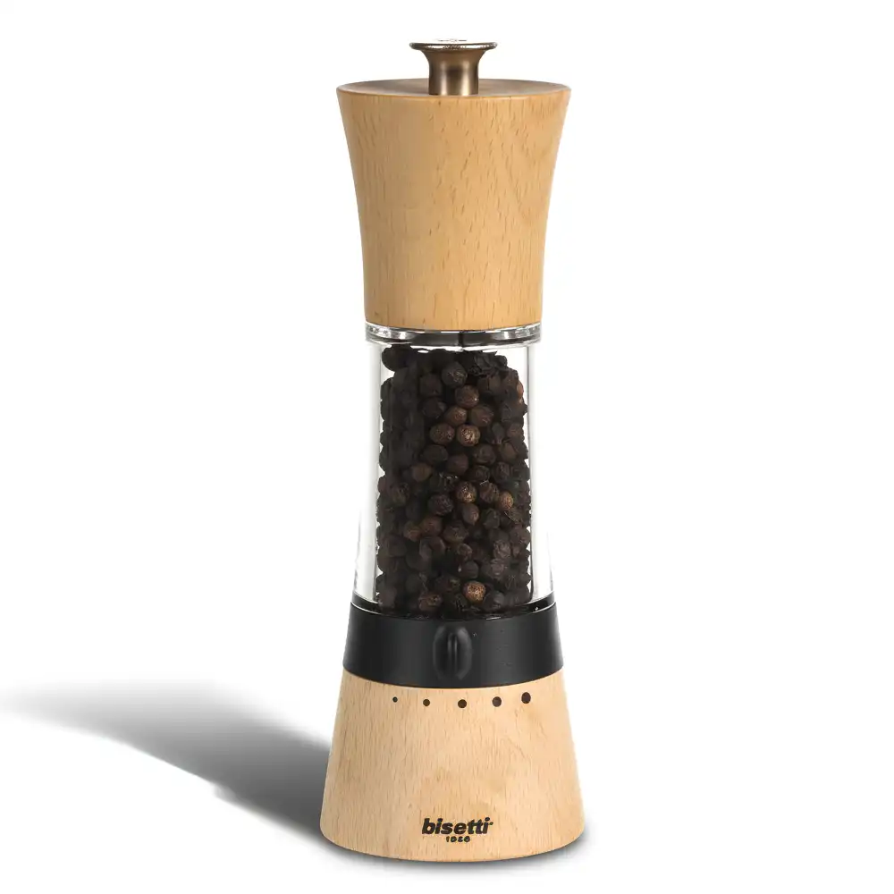 Bisetti Pepper Mill Beech Wood, Acrylic 20 cm Natural Beech