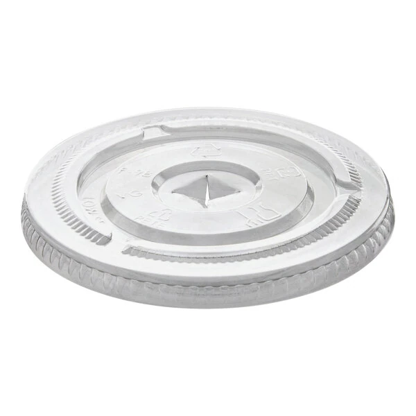 Eco-Products BlueStripe 9, 12, 16, 20, and 24 oz. RPET Flat Plastic Cold Cup Lid with Straw Slot - 1,000/Case
