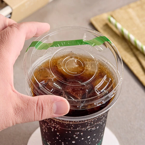 World Centric GreenLight Compliant 9Q-24 oz. PLA Plastic Compostable Cold Cup Lid with Straw Slot - 1,000/Case