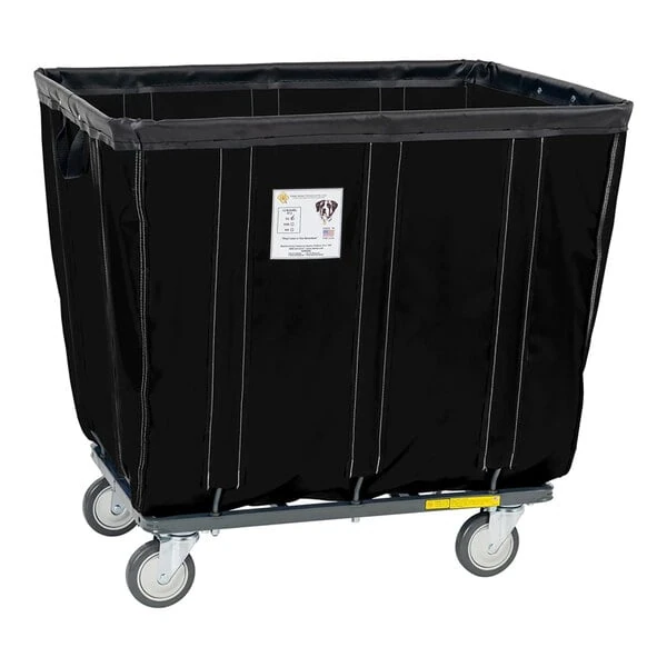 R&B Wire Products, Inc. 12 Bushel Black Fully Sewn Vinyl Basket Truck with Swivel Casters 412SOC/BLK