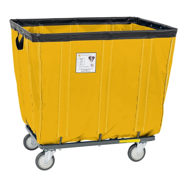 R&B Wire Products, Inc. 12 Bushel Yellow Fully Sewn Vinyl Basket Truck with Swivel Casters 412SOC/YEL