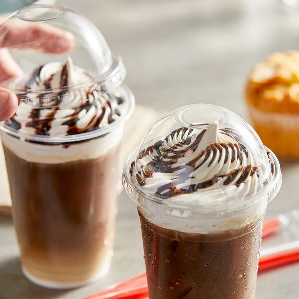 Choice 9 oz., 12 oz., 16 oz., 20 oz., 24 oz. Clear Dome Lid with 1" Hole - 50/Pack