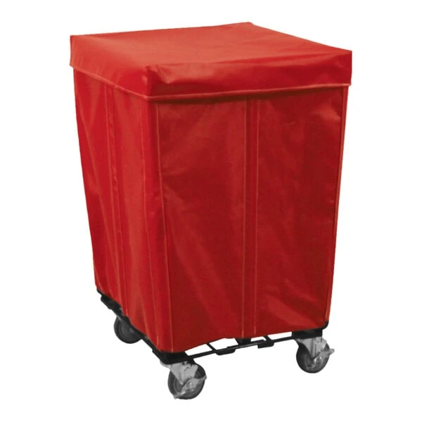Royal Basket Trucks 10 Cu. Ft. Red Vinyl Square Collection Cart with 2 Rigid / 2 Swivel Casters R25-RRR-PWC-4ULT