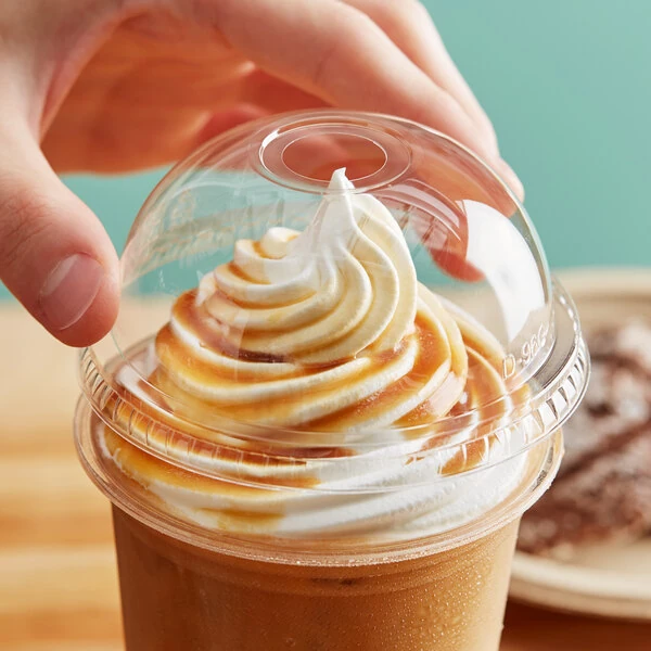 New Roots 9, 12, 16, 20 & 24 oz. PLA Compostable Plastic Cold Cup Dome Lid with Opening - 40/Pack