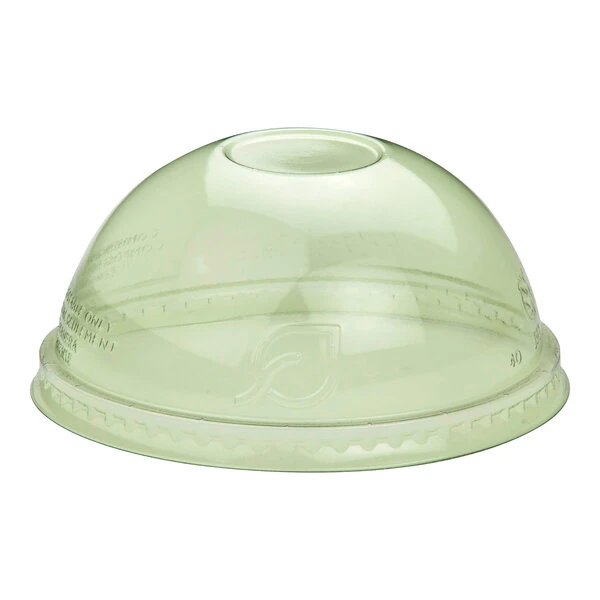 Eco-Products Veridian GreenStripe 9-24 oz. Green PLA Plastic Compostable Cold Cup Dome Lid with No Hole - 1,000/Case
