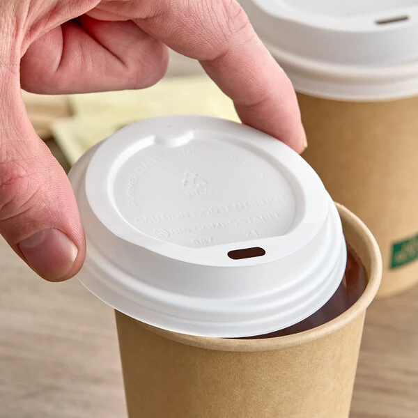 New Roots Translucent Compostable Paper Hot Cup Lid for 8 oz. Tall Cups - 1,000/Case