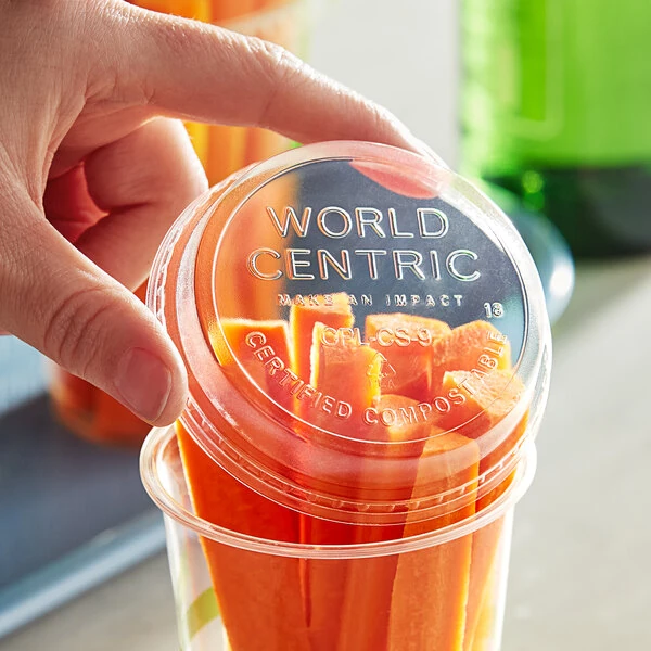 World Centric 4-9 oz. Clear Compostable PLA Dome Lid - 2,000/Case