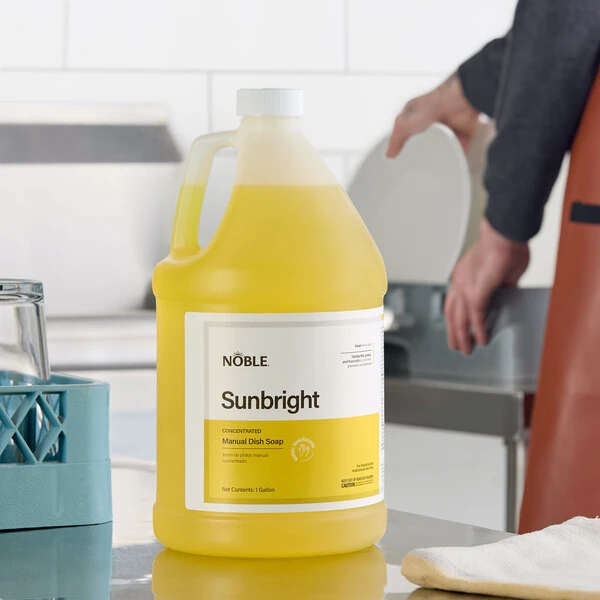 Noble Sunbright 1 Gallon / 128 oz. Lemon Concentrated Liquid Dish Soap - 4/Case