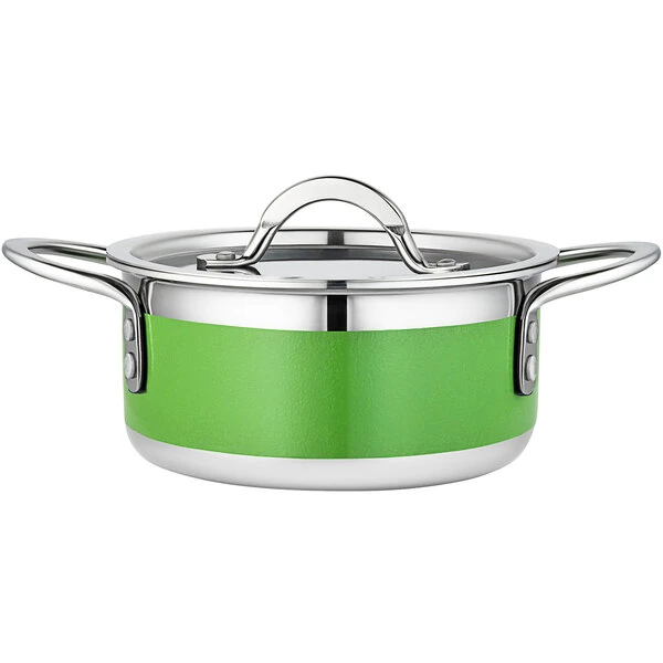 Bon Chef Country French X 1.7 Qt. Lime Green Stainless Steel Pot - 71299-CF2-L