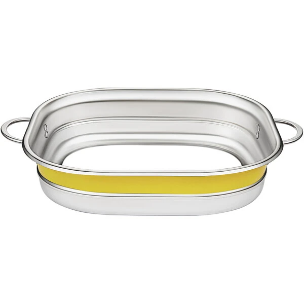 Bon Chef Country French X 15" x 11" x 4" Yellow Stainless Steel Bottomless French Oven - 72004-BL-Y