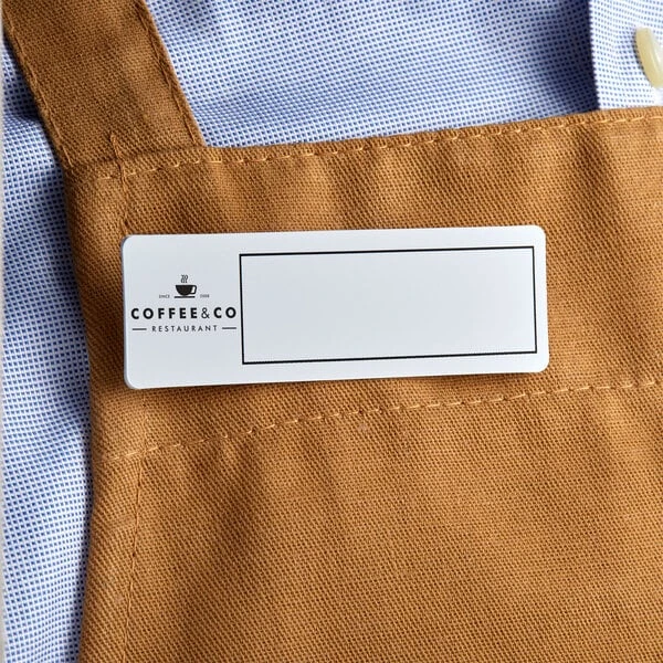 Cawley 1" x 3" Customizable White Plastic Rectangle Nametag