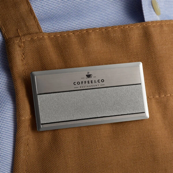 Cawley 1 1/2" x 3" Customizable Silver Premium Metal Rectangle Nametag