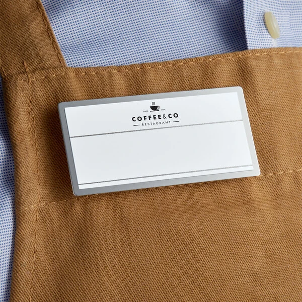 Cawley 1 1/2" x 3" Customizable White Economy Metal Rectangle Nametag