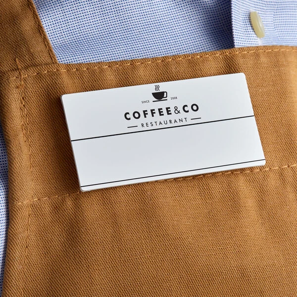 Cawley 1 1/2" x 3" Customizable White Plastic Rectangle Nametag
