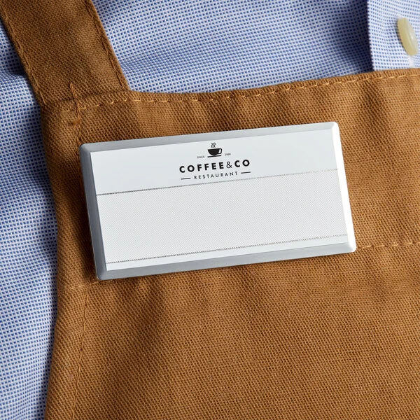 Cawley 1 1/2" x 3" Customizable White Premium Metal Rectangle Nametag