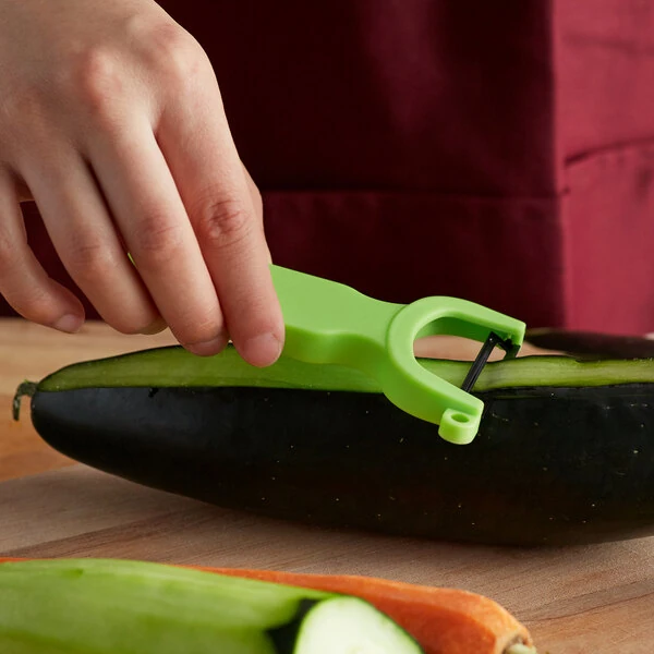 Mercer Culinary M33071GRB 4" Green "Y" Vegetable Peeler with Straight S High Carbon Steel Blade