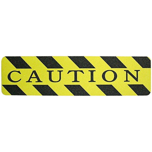 Wooster Flex-Tred 6" x 24" Black / Yellow "Caution" Anti-Slip Tape Strip CAUTION.0624 - 50/Pack
