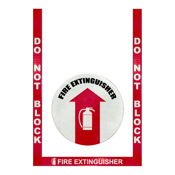 Superior Mark 24" x 36" Red / White Vinyl "Do Not Block Fire Extinguisher" Safety Floor Sign Kit