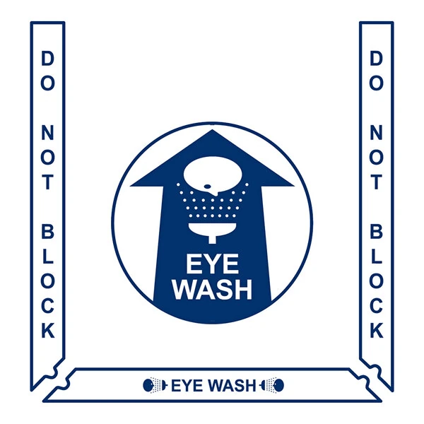 Superior Mark 24" x 36" Blue / White Vinyl "Do Not Block Eye Wash" Safety Floor Sign Kit